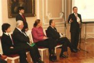 El presidente de Colombia, �lvaro Uribe, durante la presentaci�n del evento