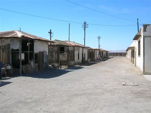 Hileras de barracones de salitrera