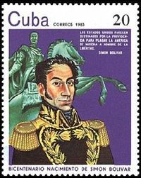 Sello postal cubano en homenaje a Sim&oacute;n Bol&iacute;var
