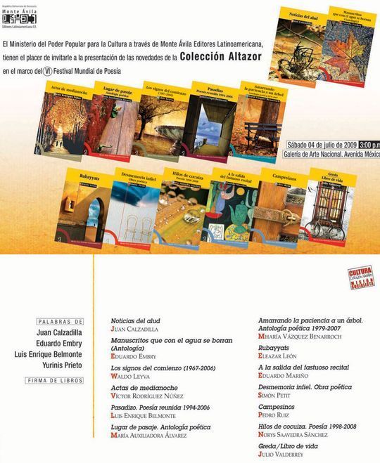 Novedades de la colección Altazor de Monte Ávila Editores Latinoamericana