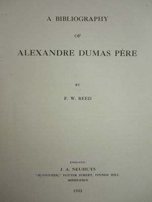 Bibliografía de Alejandro Dumas, por Frank W. Reed