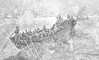 El crucero Marblehead y la ca�onera Nashville cortando el cable frente a Cienfuegos, durante la guerra de 1898
