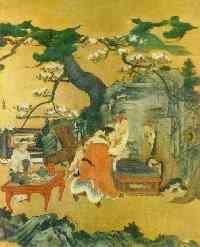 Hombres jugando al ajedrez, atribuido a Kan� Takanobu (siglo XVI)