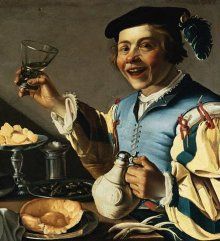 �A Laughing Boy Holding a Jug and a Glass of Wine�, por Christiaan van Couwenbergh