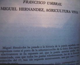 Art&iacute;culo de Umbral sobre Miguel Hern&aacute;ndez