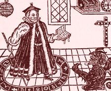 Grabado en madera de Fausto conjurando a Mefist&oacute;feles (1631)