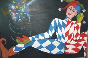 &ldquo;Arlequ&iacute;n y su globo de colores&rdquo;, de Fredy Pacheco