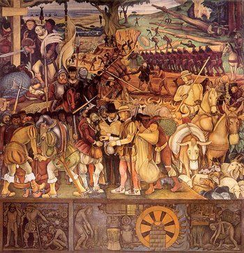 &ldquo;Desembarco de espa&ntilde;oles en Veracruz&rdquo; (1951), de Diego de Rivera