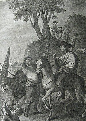 Grabado de una edici&oacute;n de &ldquo;Don Quijote de La Mancha&rdquo;, de Miguel de Cervantes (1780)