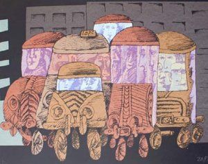Obra sin t&iacute;tulo de Pedro Le&oacute;n Zapata (dibujo sobre cart&oacute;n, 1982), donada por Ana Teresa Torres
