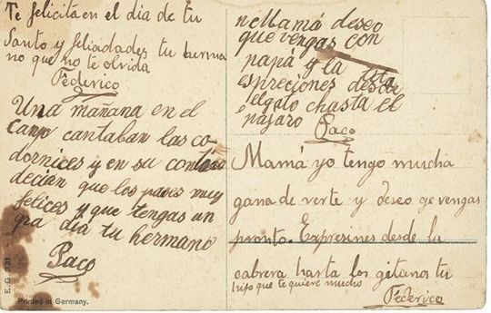 Geograf&iacute;a postal. Las postales de las familias Garc&iacute;a Lorca y De los R&iacute;os