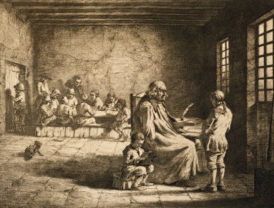 Aula del siglo XVIII, por Jean Jacques de Boissieu (1780)