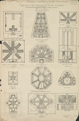 L&aacute;mina de &ldquo;Architectonographie des Prisons&rdquo;, de Louis-Pierre Baltard