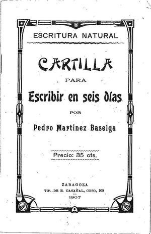 Cartilla Caligr&aacute;fica de Pedro Mart&iacute;nez Baselga (1907)