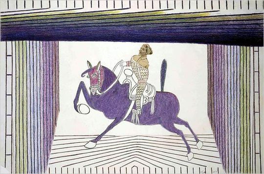 “Jinete sobre caballo”, de Martín Ramírez (1954)