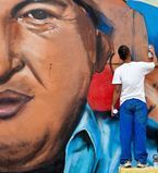 Mural con el rostro de Hugo Ch�vez
