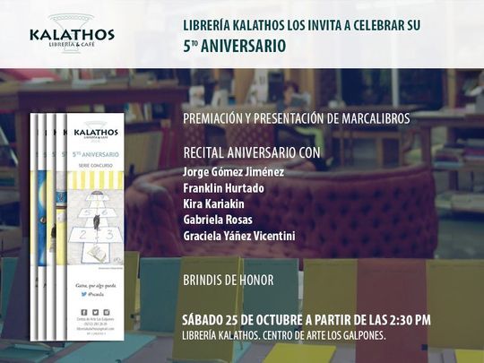 5&ordm; aniversario de la librer&iacute;a Kalathos