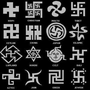 Diversas representaciones de la cruz esv&aacute;stica o gamada