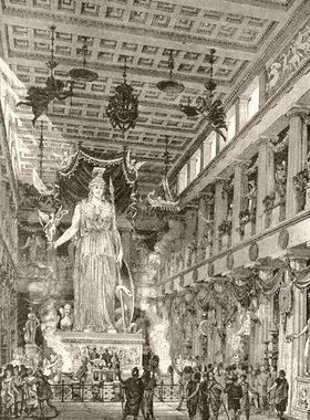 Atenea, estatua de marfil en el Parten&oacute;n