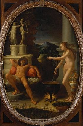 Medea y Jas&oacute;n (ca 1570-75), por Girolamo Macchietti