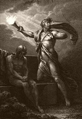 Prometeo da el fuego a los mortales, autor desconocido