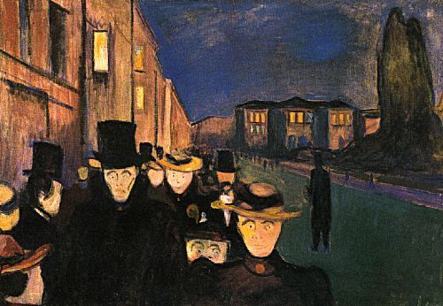 Atardecer en el paseo Karl Johan, de Edvard Munch