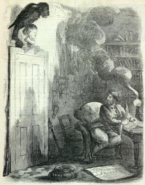 &ldquo;El cuervo&rdquo;. Ilustraci&oacute;n de Gustave Dor&eacute; para la edici&oacute;n de 1884 (Nueva York, Harper & Brothers)