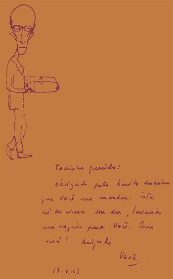 Ilustración y carta de Drummond de Andrade para su nieto